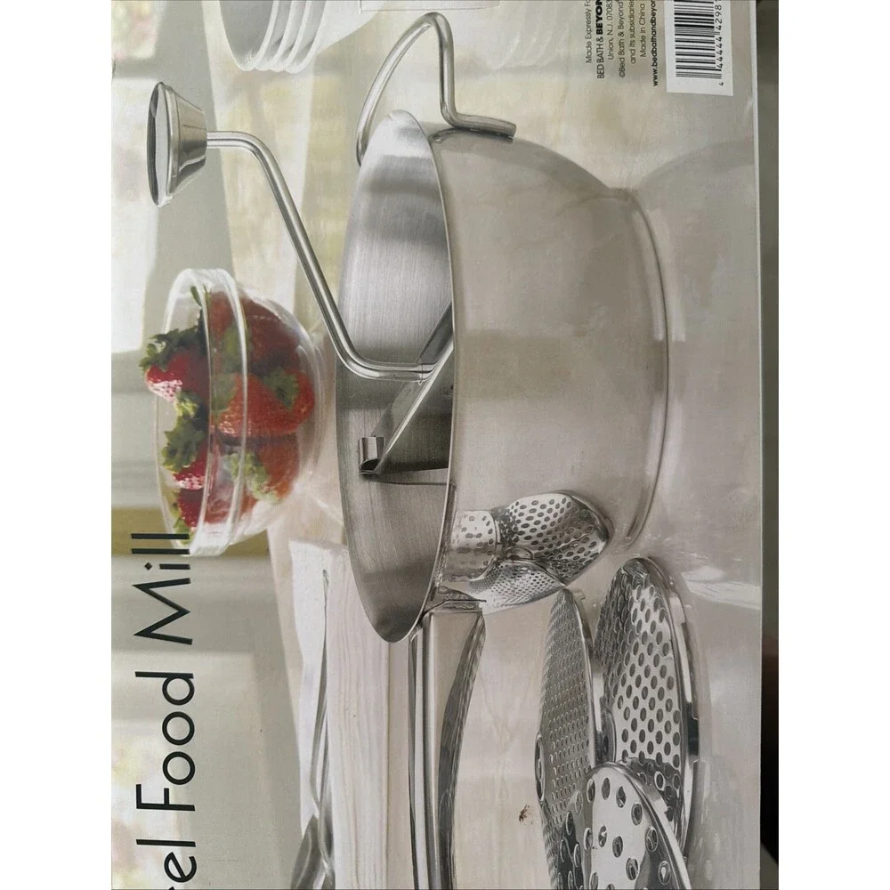 Food Mill  Stainless Steel Food Mill 1.26-Quart with Hand Crank and 3 Grindi New